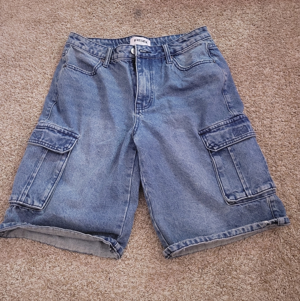 Blue Denim Cargo Shorts